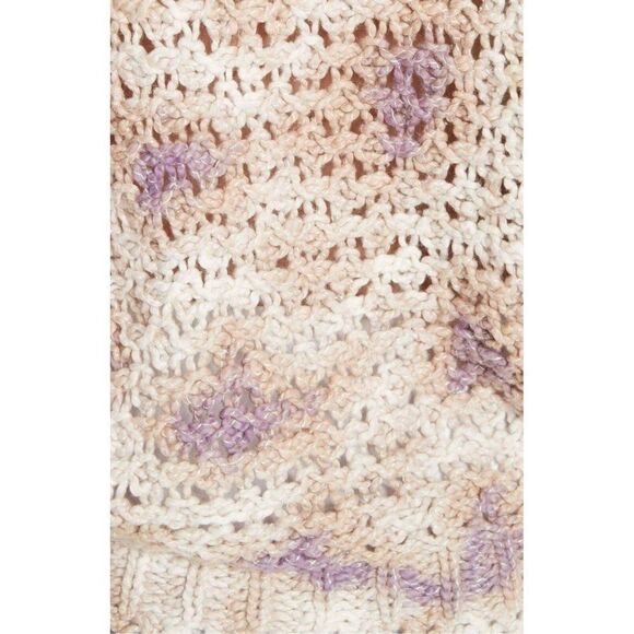 FREE PEOPLE $228 Diamond In The Rough Open Weave Sweater Top Medium Large - Picture 5 of 6